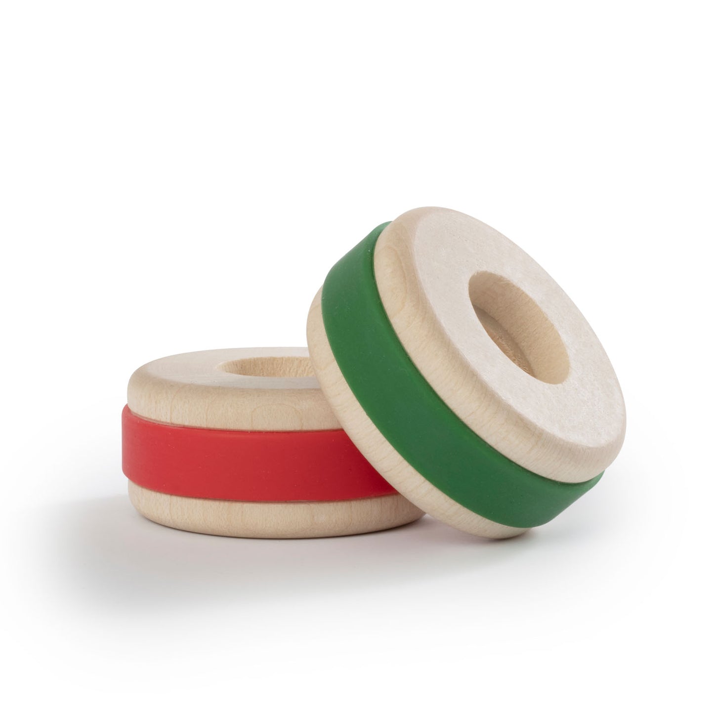 Chunkies come with customization options: Each car comes with two colors of tires. Just easily pop them off the wooden wheels and exchange them for the color you want. In this picture two wheels are shown with two color tires. So children have a choice.