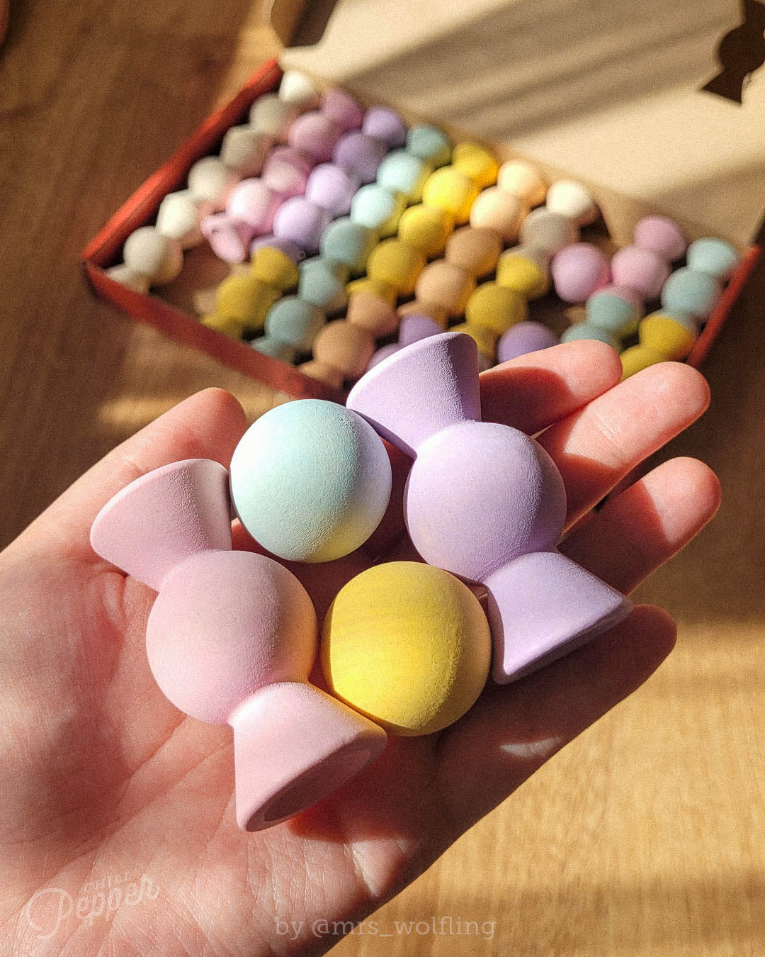 Chill Pepper Sweets – Houten Stapelspel "Peachy Pastels" (33 stuks)