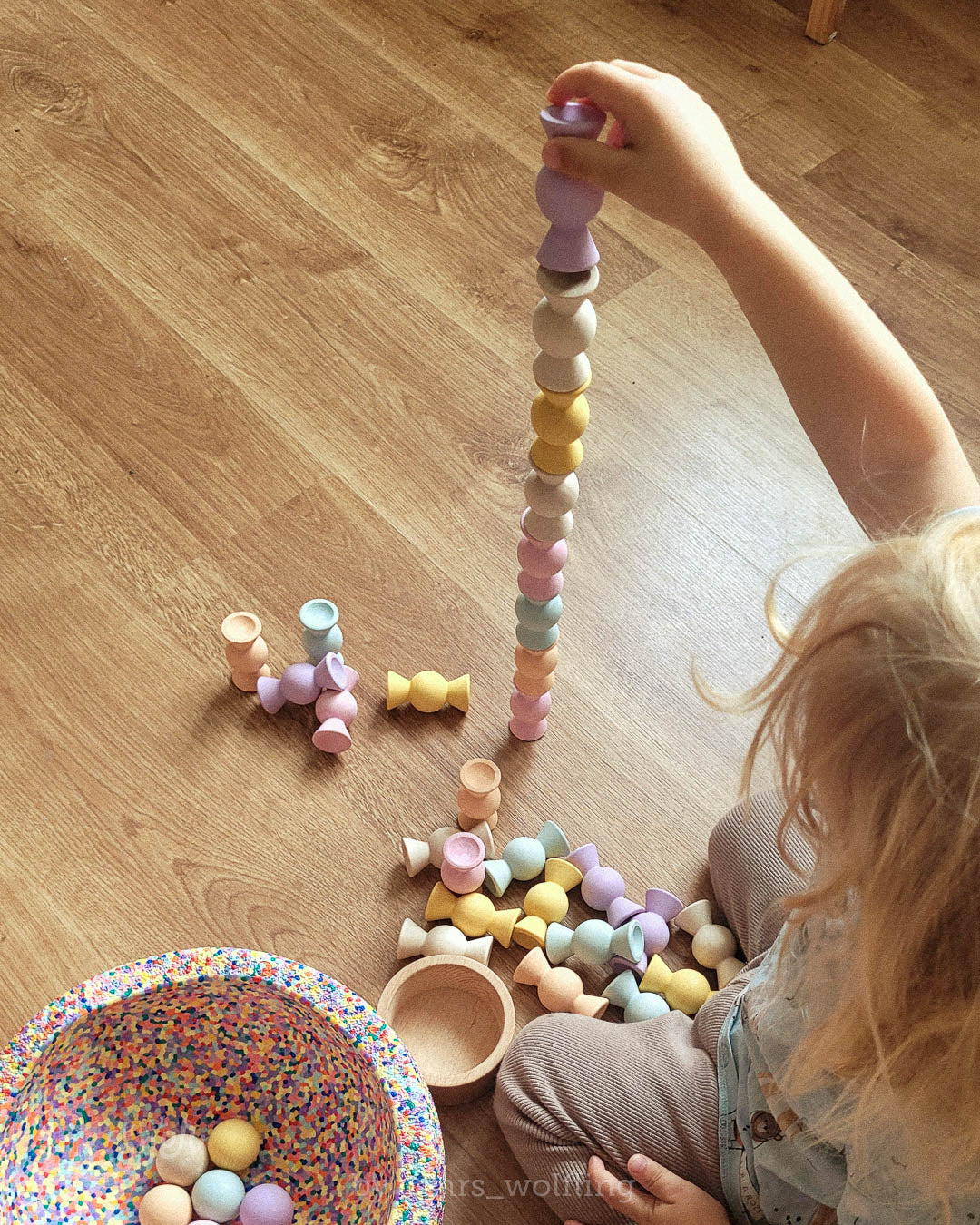 Chill Pepper Sweets – Houten Stapelspel "Peachy Pastels" (33 stuks)