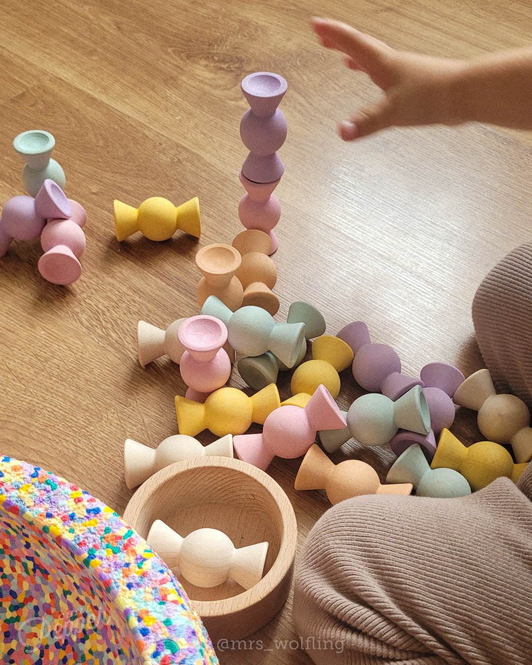 Chill Pepper Sweets – Houten Stapelspel "Peachy Pastels" (33 stuks)