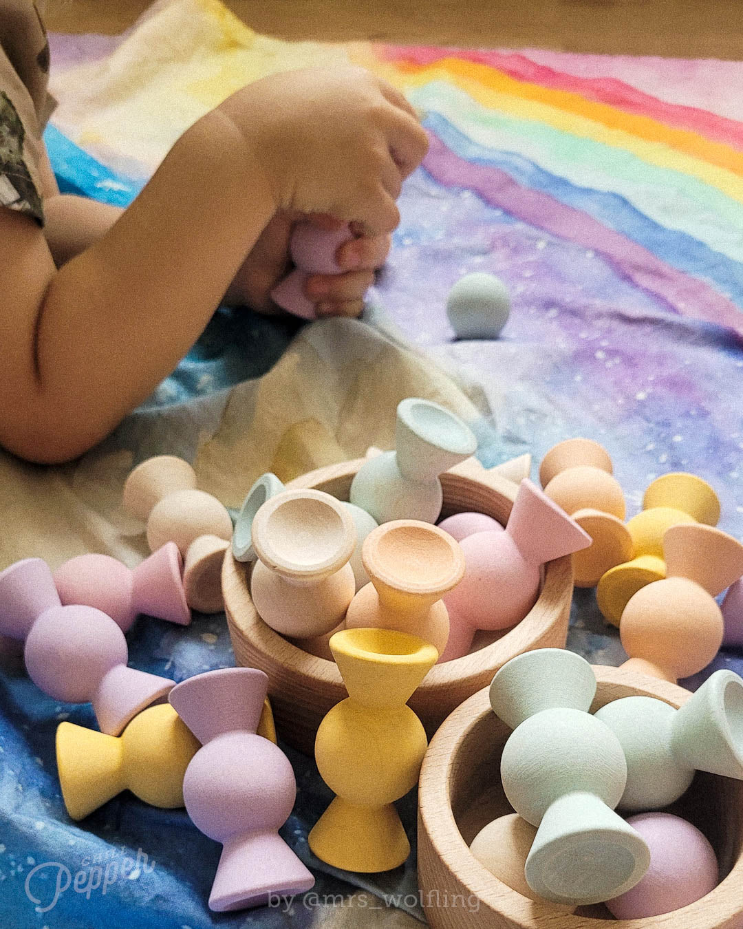 Chill Pepper Sweets – Houten Stapelspel "Peachy Pastels" (33 stuks)