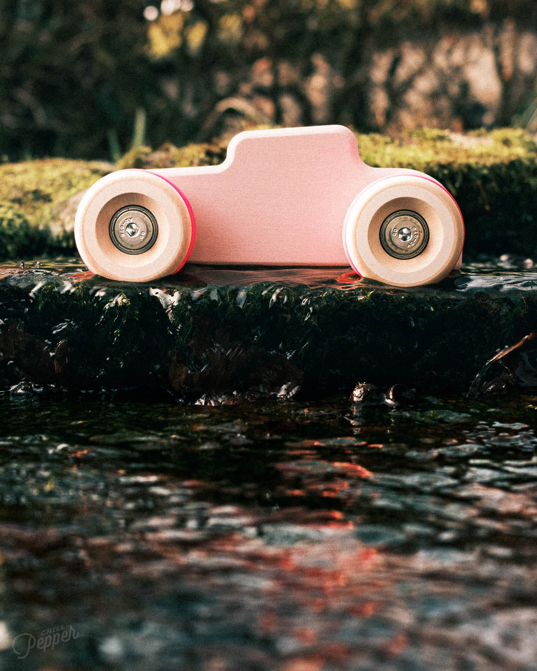Chunkies No. 04 – Wooden Toy Car "The Hot Rod" (Perfectly Pink)