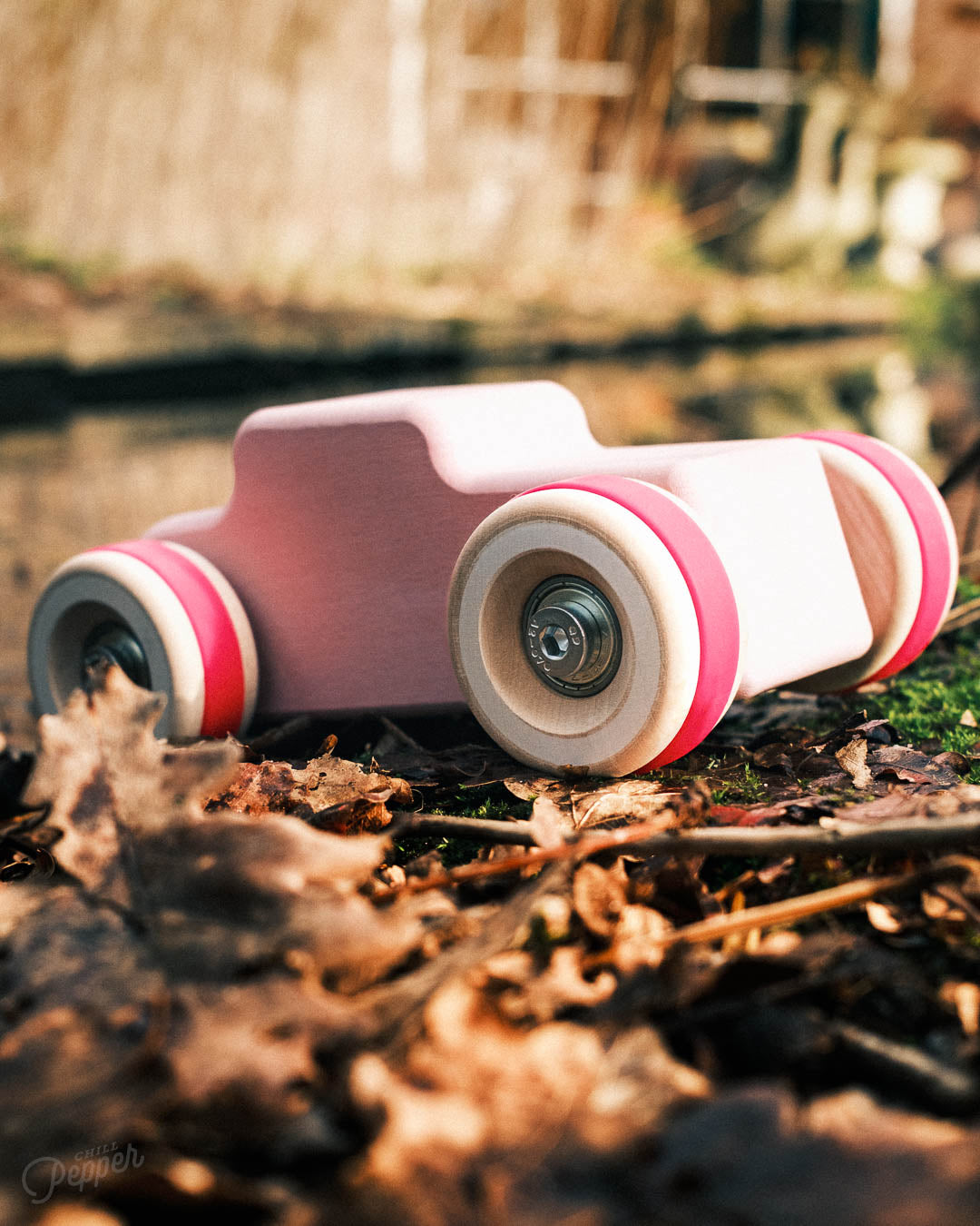 Chunkies No. 04 – Wooden Toy Car "The Hot Rod" (Perfectly Pink)