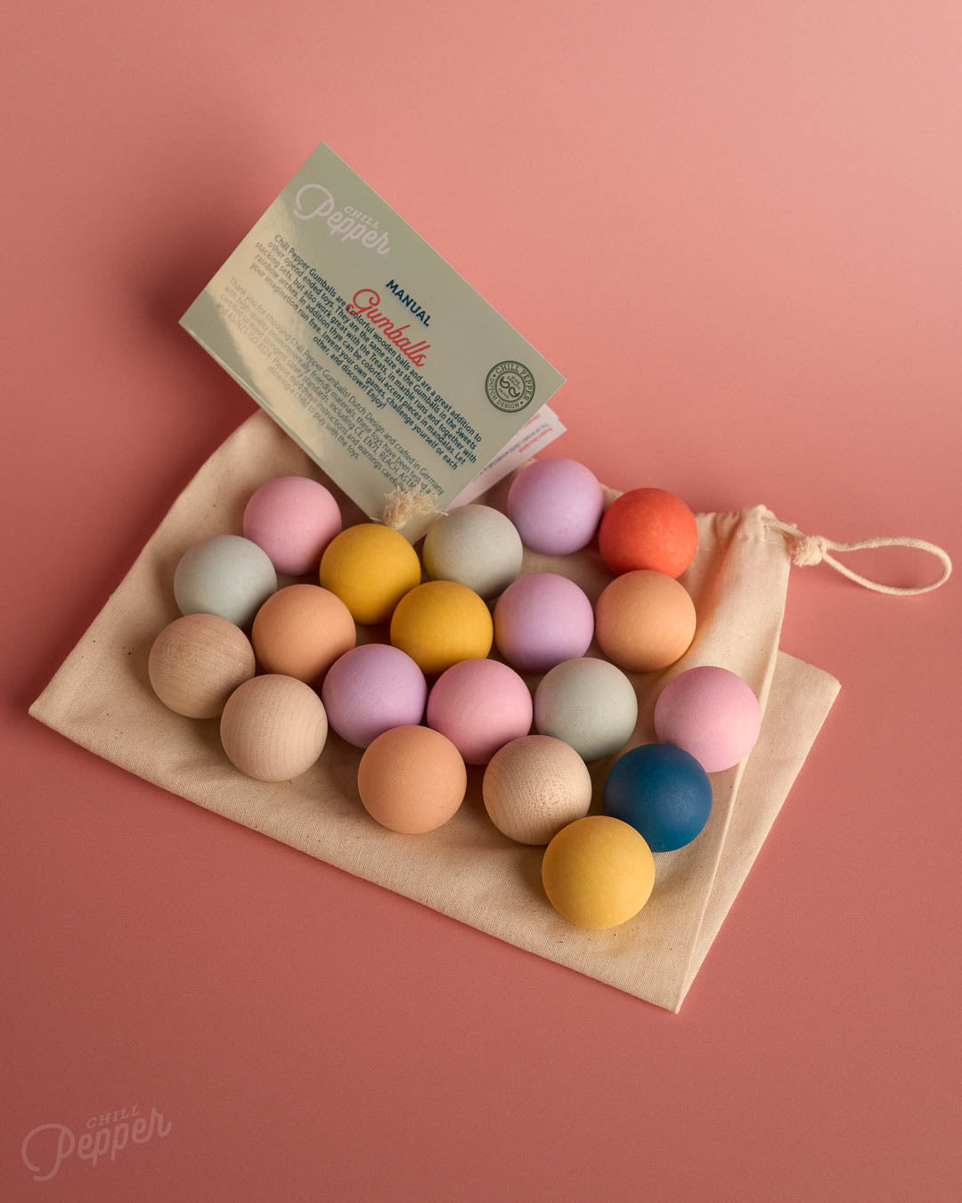 Chill Pepper Gumballs – Kleurrijke houten ballen (20 stuks)