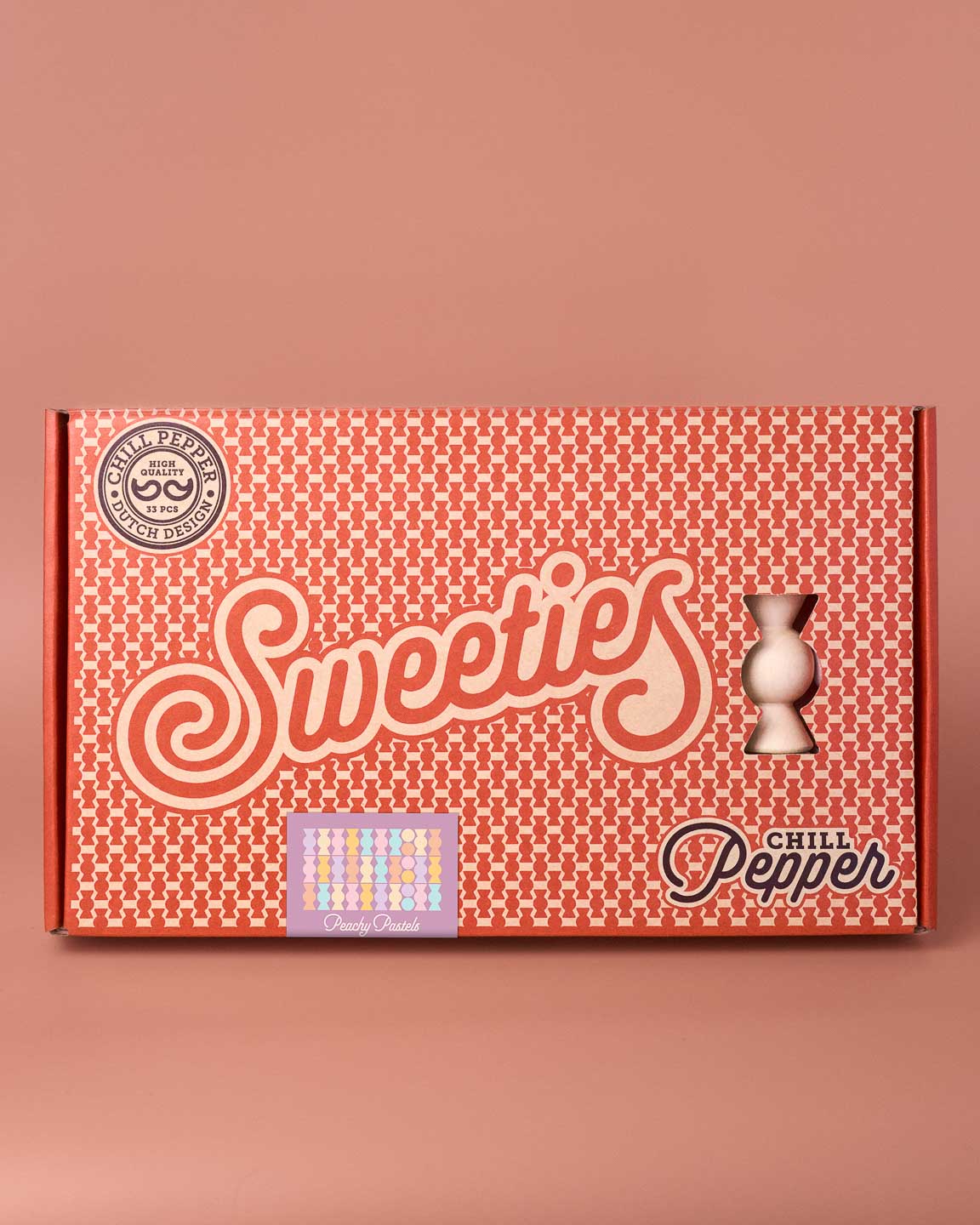 Chill Pepper Sweets – Houten Stapelspel "Peachy Pastels" (33 stuks)