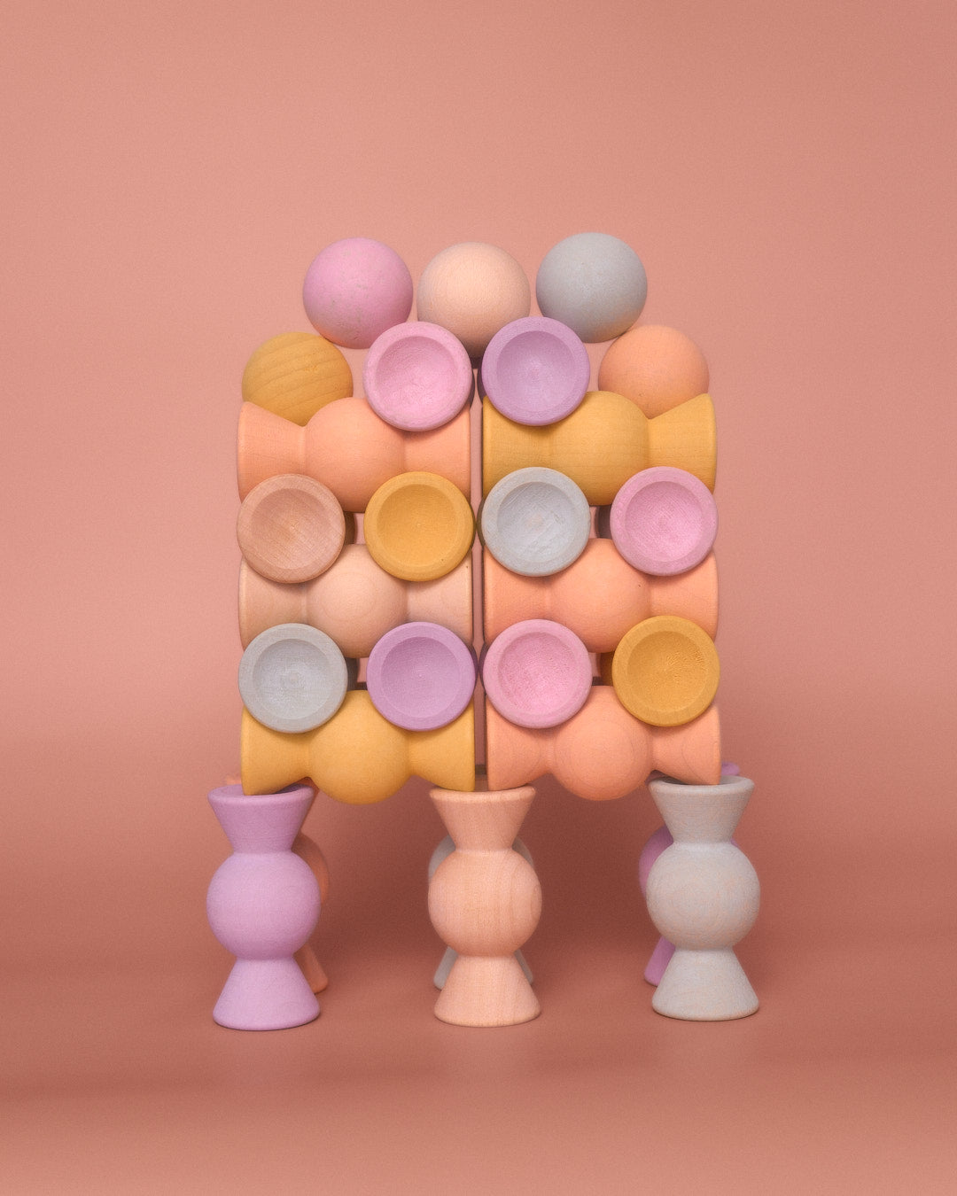 Chill Pepper Sweets – Houten Stapelspel "Peachy Pastels" (33 stuks)