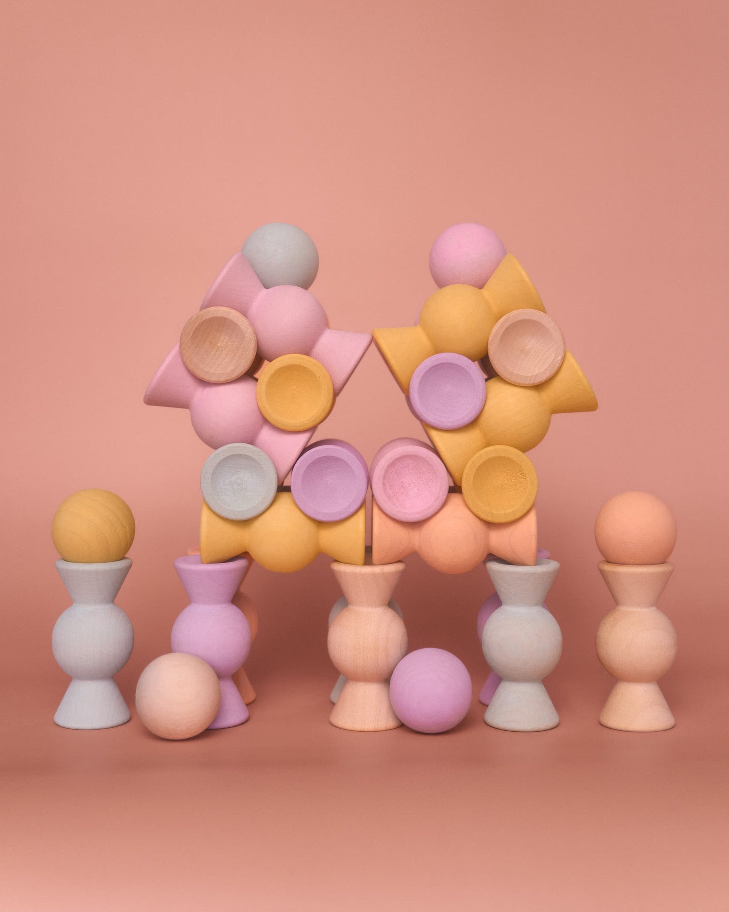 Chill Pepper Sweets – Houten Stapelspel "Peachy Pastels" (33 stuks)