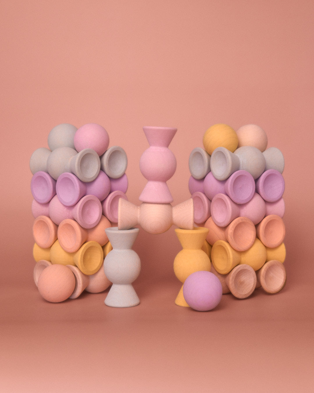 Chill Pepper Sweets – Houten Stapelspel "Peachy Pastels" (33 stuks)
