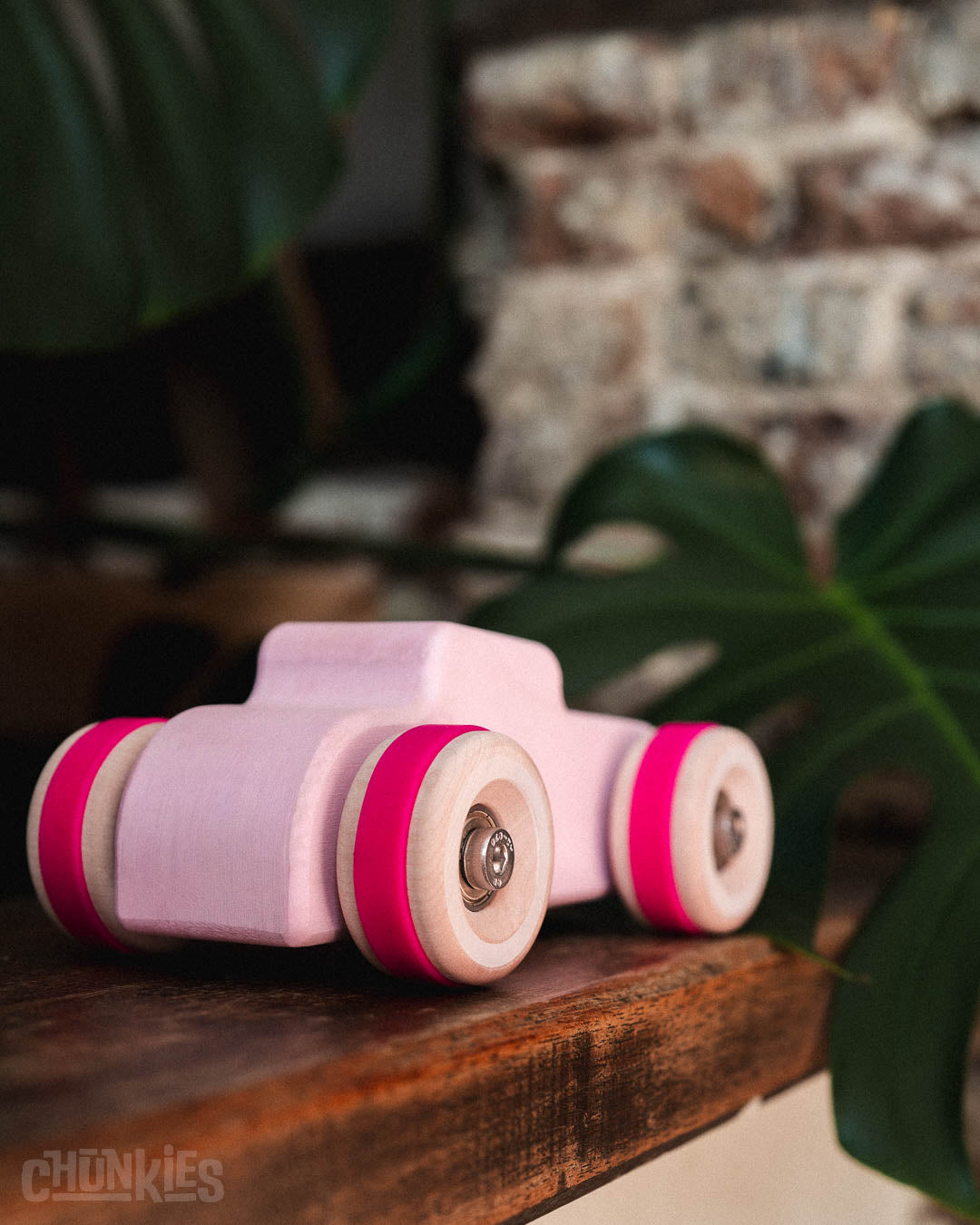 The Chill Pepper Chunkies No04  Wooden Toy Car The Hot Rod has a curved back. Made from a solid block of European hardwood to last generations