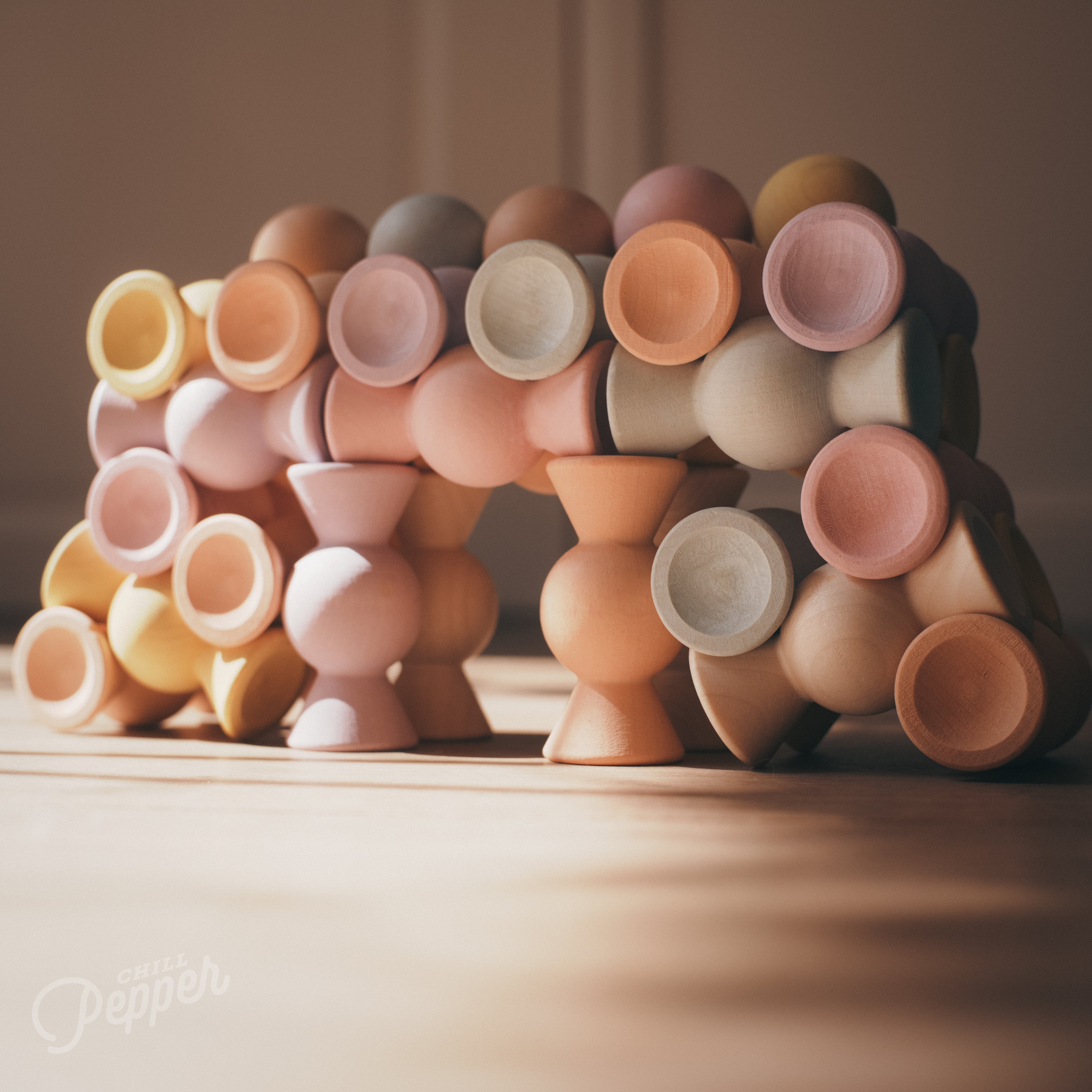 Chill Pepper Sweets stacked in a bridge
